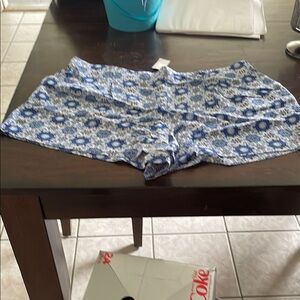 Loft blue and white Shorts with Floral Design XL NWT